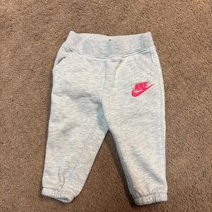 Nike Baby gray and pink sweat pants 12 months